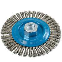 Knot-Twisted Stringer Bead Wire Wheel, 5" Dia., 0.02" Fill, 5/8"-11 Arbor, Aluminum/Stainless Steel UE925 | Brunswick Fyr & Safety