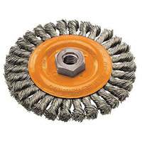 Wide Knotted Wire Wheel Brush, 4" Dia., 0.02" Fill, 5/8"-11 Arbor, Steel UE930 | Brunswick Fyr & Safety