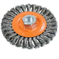 Wide Knotted Wire Wheel Brush, 4-1/2" Dia., 0.02" Fill, 5/8"-11 Arbor, Steel UE934 | Brunswick Fyr & Safety