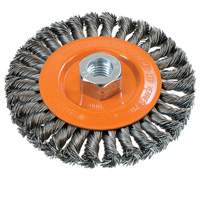 Wide Knotted Wire Wheel Brush, 5" Dia., 0.02" Fill, 5/8"-11 Arbor, Steel UE938 | Brunswick Fyr & Safety