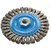 Wide Knotted Wire Wheel Brush, 5" Dia., 0.02" Fill, 5/8"-11 Arbor, Aluminum/Stainless Steel UE940 | Brunswick Fyr & Safety