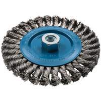 Wide Knotted Wire Wheel Brush, 6" Dia., 0.02" Fill, 5/8"-11 Arbor, Aluminum/Stainless Steel UE942 | Brunswick Fyr & Safety