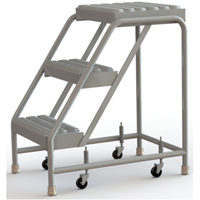 Rolling Ladder, 3 Steps, 16" Step Width, 30" Platform Height, Aluminum VC499 | Brunswick Fyr & Safety