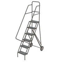 Steel Rolling Ladder, 6 Steps, 16" Step Width, 60" Platform Height, Steel Brunswick Fyr & Safety