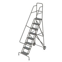 Steel Rolling Ladder, 8 Steps, 16" Step Width, 80" Platform Height, Steel Brunswick Fyr & Safety