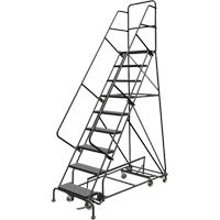 All Directional Rolling Ladder, 9 Steps, 24" Step Width, 90" Platform Height, Steel Brunswick Fyr & Safety