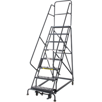 Heavy Duty Rolling Ladder, 8 Steps, 24" Step Width, 80" Platform Height, Steel Brunswick Fyr & Safety