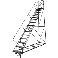 Safety Slope Rolling Ladder, 15 Steps, Perforated, 50° Incline, 150" High VC616 | Brunswick Fyr & Safety