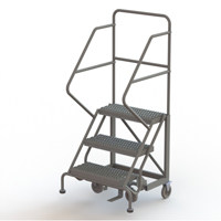 Safety Slope Rolling Ladder, 3 Steps, Serrated, 50° Incline, 30" High VC618 | Brunswick Fyr & Safety