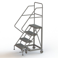 Safety Slope Rolling Ladder, 4 Steps, Serrated, 50° Incline, 40" High VC619 | Brunswick Fyr & Safety