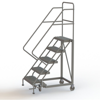 Safety Slope Rolling Ladder, 5 Steps, Serrated, 50° Incline, 50" High VC620 | Brunswick Fyr & Safety