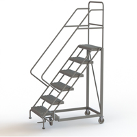 Safety Slope Rolling Ladder, 6 Steps, Serrated, 50° Incline, 60" High VC621 | Brunswick Fyr & Safety