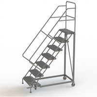Safety Slope Rolling Ladder, 7 Steps, Serrated, 50° Incline, 70" High VC622 | Brunswick Fyr & Safety