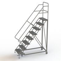 Safety Slope Rolling Ladder, 8 Steps, Serrated, 50° Incline, 80" High VC623 | Brunswick Fyr & Safety