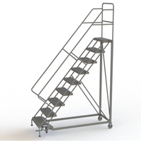 Safety Slope Rolling Ladder, 9 Steps, Serrated, 50° Incline, 90" High VC624 | Brunswick Fyr & Safety