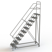 Safety Slope Rolling Ladder, 10 Steps, Serrated, 50° Incline, 100" High VC625 | Brunswick Fyr & Safety