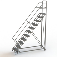 Safety Slope Rolling Ladder, 11 Steps, Serrated, 50° Incline, 110" High VC626 | Brunswick Fyr & Safety