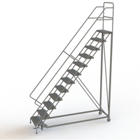 Safety Slope Rolling Ladder, 12 Steps, Serrated, 50° Incline, 120" High VC627 | Brunswick Fyr & Safety