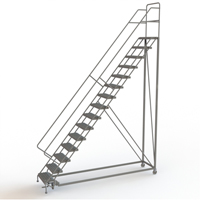 Safety Slope Rolling Ladder, 15 Steps, Serrated, 50° Incline, 150" High VC630 | Brunswick Fyr & Safety