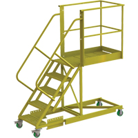 Cantilever Rolling Ladder, Supported, 5 Steps, 40" Platform Depth, 50" Platform Height VC686 | Brunswick Fyr & Safety