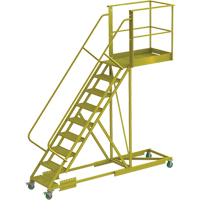 Cantilever Rolling Ladder, Supported, 9 Steps, 40" Platform Depth, 90" Platform Height VC690 | Brunswick Fyr & Safety