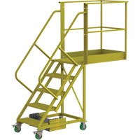Cantilever Rolling Ladder, Unsupported, 5 Steps, 40" Platform Depth, 50" Platform Height VC696 | Brunswick Fyr & Safety