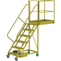 Cantilever Rolling Ladder, Unsupported, 6 Steps, 40" Platform Depth, 60" Platform Height Brunswick Fyr & Safety