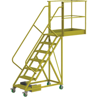 Cantilever Rolling Ladder, Unsupported, 7 Steps, 40" Platform Depth, 70" Platform Height VC698 | Brunswick Fyr & Safety