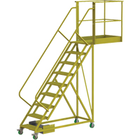 Cantilever Rolling Ladder, Unsupported, 9 Steps, 40" Platform Depth, 90" Platform Height VC700 | Brunswick Fyr & Safety