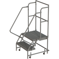 Deep Top Step Rolling Ladder, 2 Steps, 16" Step Width, 20" Platform Height, Steel Brunswick Fyr & Safety