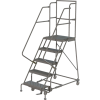 Deep Top Step Rolling Ladder, 5 Steps, 16" Step Width, 50" Platform Height, Steel VC766 | Brunswick Fyr & Safety