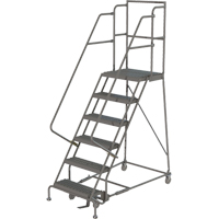 Deep Top Step Rolling Ladder, 6 Steps, 16" Step Width, 60" Platform Height, Steel VC768 | Brunswick Fyr & Safety