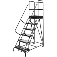 Deep Top Step Rolling Ladder, 6 Steps, 24" Step Width, 60" Platform Height, Steel VC769 | Brunswick Fyr & Safety