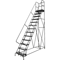 Deep Top Step Rolling Ladder, 13 Steps, 24" Step Width, 130" Platform Height, Steel VC777 | Brunswick Fyr & Safety