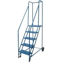 Rolling Step Ladder, 5 Steps, 18" Step Width, 46" Platform Height, Steel VD442 | Brunswick Fyr & Safety