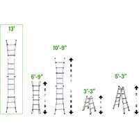 Telescoping Multi-Position Ladder, 2.916' - 9.75', Aluminum, 300 lbs., CSA Grade 1A VD689 | Brunswick Fyr & Safety
