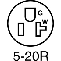 2-Pole 3-Wire Grounding Straight Blade Connector, 5-20P, Nylon XA853 | Brunswick Fyr & Safety