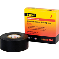 Scotch&reg; Linerless Rubber Splicing Tape 130C, 25.4 mm (1") x 9.14 m (30'), Black Brunswick Fyr & Safety