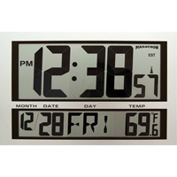 Jumbo Clock, Digital, Battery Operated, 16.5" W x 1.7" D x 11" H, Silver XD075 | Brunswick Fyr & Safety