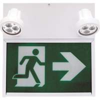 Running Man Exit Sign, LED, Battery Operated/Hardwired, 12" L x 12 1/2" W, Pictogram XE664 | Brunswick Fyr & Safety