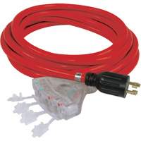 Generator Extension Cord with Quad Tap, STW, 10 AWG, 20 A, 4 Outlet(s), 25' Brunswick Fyr & Safety