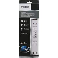 USB Charging Surge Protectors, 4 Outlets, 1200 J, 1875 W, 4' Cord XG809 | Brunswick Fyr & Safety