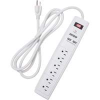USB Charging Surge Protector, 6 Outlets, 1200 J, 1875 W, 6' Cord XH064 | Brunswick Fyr & Safety
