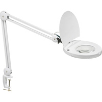 LED Magnifier with A-Bracket, 3 Diopter, LED Light, 47" Arm, C-Clamp, White Brunswick Fyr & Safety
