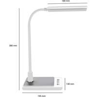 Lampe de bureau à col de cygne avec chargeur USB, 8 W, DEL, Col 15", Blanc XI753 | Brunswick Fyr & Safety