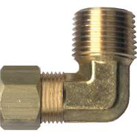 90° Pipe Elbow Fitting, Tube x Male Pipe, Brass, 1/4" x 1/2" NIW399 | Brunswick Fyr & Safety
