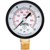 Manomètre économique,  2", 0 - 100 psi, Fixation inférieure, Analogique YB876 | Brunswick Fyr & Safety