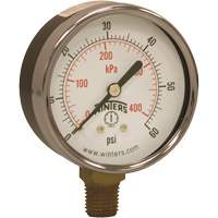 Manomètre économique,  2-1/2", 0 - 60 psi, Fixation inférieure, Analogique YB881 | Brunswick Fyr & Safety