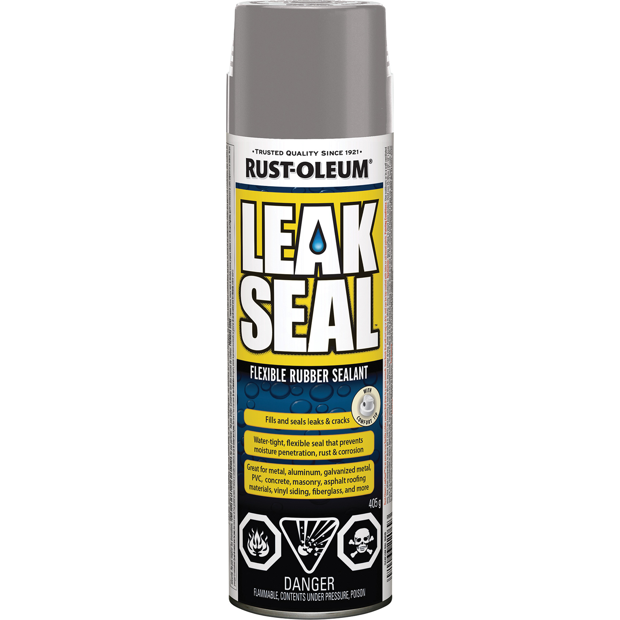 RUSTOLEUM LeakSeal Flexible Rubber Sealant, Aerosol Can, Grey
